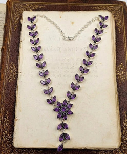 Collier en améthyste plaqué argent 925, fait main, pierre précieuse violette, bijou pierre de naissance de février, cadeau pour elle - Product Image 2