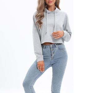 Hoodies courts pour femmes avec logo et design personnalisés, nouvelle arrivée, tissu doux, en coton, pour vente en ligne - Product Image 3