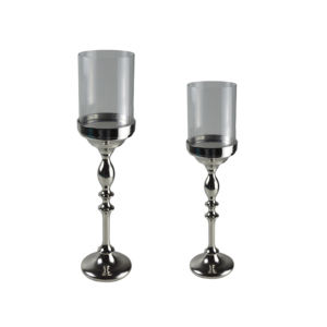 Candélabre vintage en métal couleur argent pour décoration de mariage à domicile, support de bougies et de bougies piliers - Product Image 1