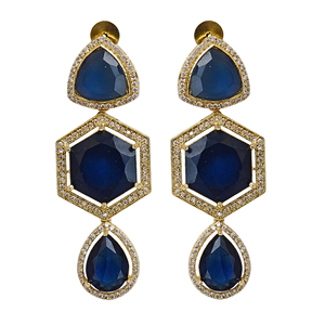 Pendientes Huggie Geométricos de Latón Chapado en Oro con Circonitas, Corte Pera, Engaste Biselado, Joyería Bohemia para Mujer, para Boda - Product Image 1