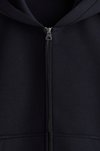 Sweat à capuche zippé uni de haute qualité pour homme, en tissu brossé épais, avec fermeture entièrement métallique. - Product Image 5
