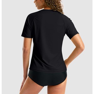 Premium Quality Unisex Red Black Color Blocked Short Sleeve Rash Guard Quick Dry Spandex/Polyester <b>Swim</b> <b>Shirt</b> UPF50+ - Product Image 6