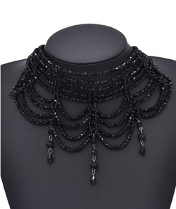 Vestido de Fiesta con Collar de Perlas Negras, Diseño Elegante para Fiesta, Alta Calidad y Buenos Precios - Product Image 5