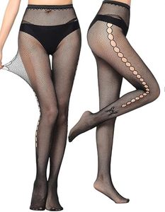 Leggings résille sexy à motifs pour femmes, taille haute, respirants, sans couture, fins, longueur intégrale, en polyamide, taille unique, avec chaussettes - Product Image 4
