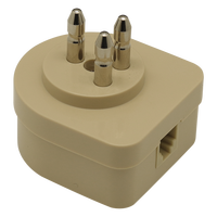 Adaptateur de téléphone et de télécopieur italien, prise RJ11, matériau ABS, couleur ivoire, certifié ROHS, équipement de télécommunication IT06, sac PE