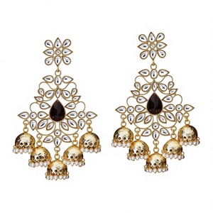 Mode Lustre en gros Jhumki avec plaqué Or 8936 Marron - Product Image 1
