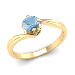 Anillo de Compromiso REYES de Alta Calidad en Oro Amarillo de 14K con Piedra Preciosa de Aguamarina de 0.5Ct, Joyería Fina para Regalo de Boda, Precio al por Mayor para Mujer - Product Image 2