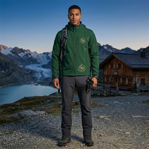 Chaqueta de Forro Polar Verde para Hombre, Marca Global Trek Equipment, Cuello Alto, Cierre de Cremallera, Logotipo Bordado, Ropa Casual de Otoño - Product Image 6