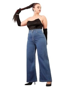 Women's Regular Fit <b>Boot</b> Cut Jeans Mid Waist Vintage Style Eco-Friendly Denim Washed Finish Cotton Fabric - Product Image 4