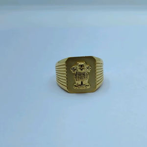 Anillo Tradicional de Oro de 22K para Hombre con Diseño de León Ashoka, Símbolo Gubernamental Clásico, Joyería India - Product Image 2