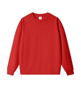 เสื้อสเวตเชิ้ตคอกลมสีแดงสำหรับผู้ชาย ทรงปกติ ถักแบบพูลโอเวอร์ สไตล์ลำลอง ใส่ได้ในฤดูใบไม้ร่วง สีพื้น แขนยาว - Product Image 1