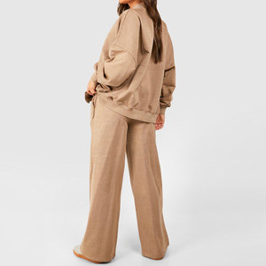 Ensemble survêtement décontracté pour femme : sweat-shirt zippé et pantalon de survêtement amples effet délavé, style streetwear - Product Image 2