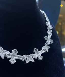 Gold Plated Iced <b>Cross</b> Cuban Link <b>Chain</b> Necklace 925 Silver Moissanite Diamond Hip Hop Charm Jewelry Party Wear Gift - Product Image 2