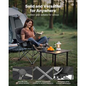 Sedia da Campeggio Robusta e Sovradimensionata, Capacità 450 Libbre, Sedia Pieghevole Imbottita Portatile con Doppi Portabicchieri e Porta Calice, in Tessuto Oxford - Product Image 4