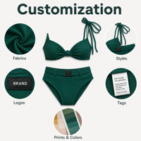 Ceinture à nouer personnalisée OEM ODM en deux parties, vert uni, double sangle, en Spandex/Polyester, avec boucle arrière et forme de nœud pour femme