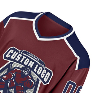 Maillots de hockey sur glace personnalisés de haute qualité, résistants au vent, écologiques, avec nom et numéro brodés en 3D, 100% polyester sergé - Product Image 5