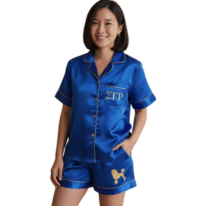 Ensemble de pyjama pour femme, confortable, deux pièces, haut à manches longues et pantalon assortis, tenue de détente personnalisée avec lettres grecques - Product Image 1