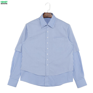 Double <b>Layer</b> Sleeve Shirt Men Heavyweight Cotton Crewneck Mock Long Sleeve <b>Top</b> Plain Casual Streetwear Clothing - Product Image 1