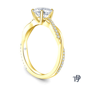 Bague de fiançailles élégante en or 10K avec diamant de laboratoire torsadé, personnalisable avec pierre centrale ronde ou taille fantaisie, vente au détail OEM - Product Image 5