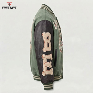 Veste de baseball en toile avec patch en chenille personnalisé, logo personnalisé, tendance, pour hommes, hiver - Product Image 3