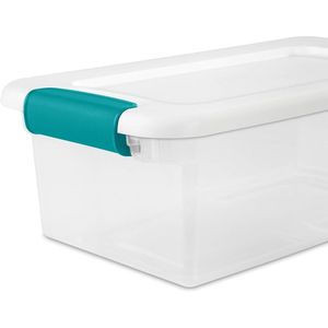 6 Qt Clear White Plastic Container Stackable Latching Storage <b>Box</b> with Latch Lid Shoe Organiser for Closet <b>Shelf</b> - Product Image 3