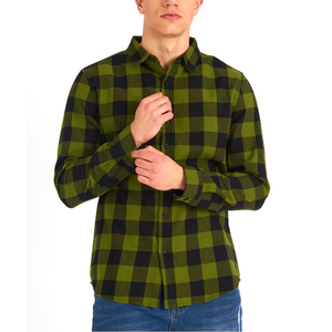 Best Selling Men's Long Sleeve Vintage Button Shirt Cotton Solid Color <b>Flannel</b> Anti-Wrinkle 140g Casual Streetwear - Product Image 3