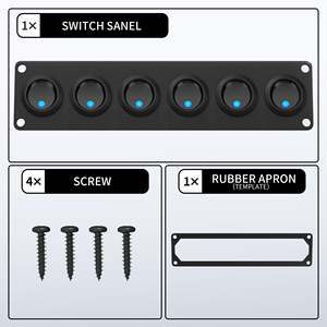 แผงสวิตช์แบบโยกทรงกลม 6 ช่อง 12VDC 20A SPST เปิด-ปิด พร้อมไฟ LED สีฟ้าสำหรับใช้ในยานยนต์ - Product Image 5