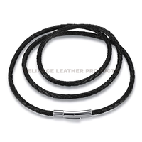 Cordon en cuir tressé noir de 3 mm pour la fabrication de pendentifs, cordon en cuir véritable pour collier