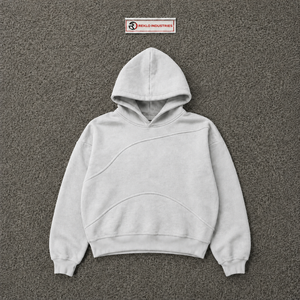 Sweat à capuche oversize argenté pour homme, style streetwear, avec coutures incurvées, épaules tombantes, décontracté et tendance - Product Image 5