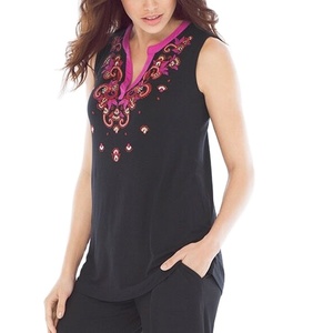 Débardeur Femme Coton Classique Col Ras Du Cou Brodé Débardeur Côtelé 2025 - Product Image 5