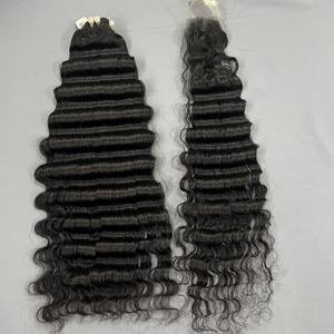 100% faisceaux de vagues profondes non chimiques couleur naturelle sans perte d'extensions de cheveux ondulés sans enchevêtrement - Product Image 6