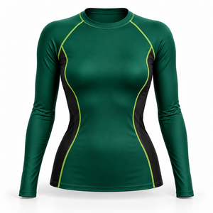 OEM Breathable <b>Womens</b> <b>Rash</b> <b>Guards</b> Customized Custom <b>Womens</b> Slim Fit <b>Rash</b> <b>Guard</b> Lightweight Sublimated Print Sportswear - Product Image 1