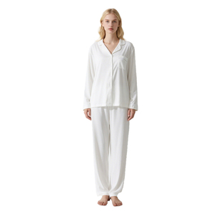 Women's Custom 1-Piece <b>Viscose</b> Knitted Sleepwear Lounge Wear Set Long Sleeve V-neck Elastic Waist Breathable Summer Spring Soft - Product Image 2