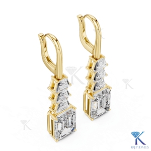 Lab Grown CVD Brilliant Cut Diamond Tiered Drop <b>Earrings</b> 14K Solid Gold IGI Certified Fine Women Luxury <b>Wedding</b> Bridal Jewelry - Product Image 4