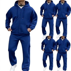 2026 Unisex Blue Tracksuit Full <b>Zip</b> Stand Collar Striped Side Pockets Polyester Regular Fit Autumn Sporty Style Adult Wear - Product Image 4