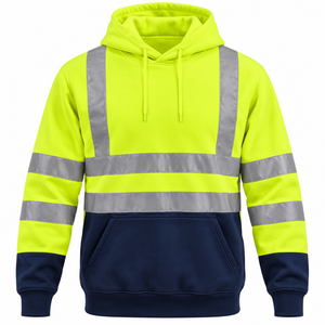 Sweat-shirt à capuche haute visibilité personnalisé avec logo, fluorescent et réfléchissant, pour hommes et femmes, vêtements de travail extérieurs - Product Image 4