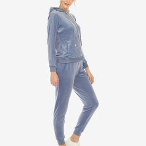 Wholesale Winter Solid <b>Velvet</b> Tracksuits Women Short Top Two Piece Sets Long Sleeve <b>Jacket</b> Pants Set - Product Image 4