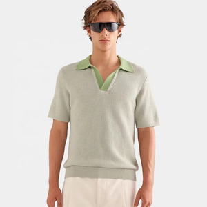 เสื้อยืดแขนสั้นทรงหลวมแบบสั่งทำพิเศษ เสื้อถักปักโลโก้ คุณภาพสูง ผ้าฝ้ายถัก เสื้อโปโลชายสำหรับเล่นกอล์ฟ - Product Image 1