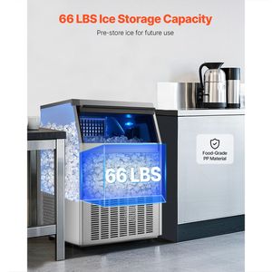 Macchina per il ghiaccio professionale da cucina con capacità di produzione di 72 kg/24h, capacità di stoccaggio di 30 kg, display LED e pompa di scarico, produzione 80 kg - Product Image 3