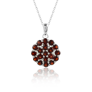 Collar con colgante de granate Gemkora, joyería con dijes redondos para mujer, para fiesta - Product Image 1