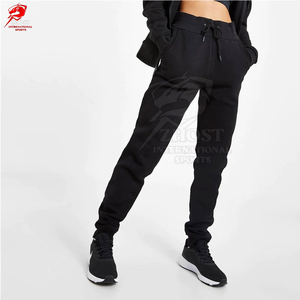 Pantalones Jogger de Lona Negros para Mujer, Ajustados, de Cintura Media, con Cordón, Casuales, Largos, Estilo Harem, con Bolsillos - Product Image 4