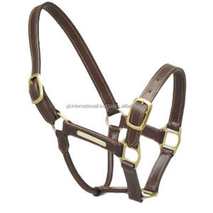 Marchandises de course équestre cheval classique marron en cuir de qualité supérieure licou avec raccords en laiton - Product Image 4