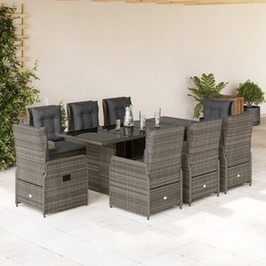 Set da Pranzo da Giardino in Rattan PE Grigio per 8 Persone con Braccioli Regolabili, Arredamento da Esterno in Stile Contemporaneo - Product Image 1