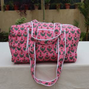 กระเป๋าผ้าฝ้ายขนาดใหญ่แบบเย็บลาย ปี 2026 พร้อมซิป ลายพิมพ์บล็อกสไตล์โบโฮวินเทจ กระเป๋าสะพายไหล่สำหรับเดินทางท่องเที่ยวและเล่นกีฬา - Product Image 2