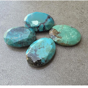 Turquoise tibétaine naturelle ovale facettée, cabochon, pierre précieuse calibrée et polie, fourniture en gros pour la fabrication de bijoux - Product Image 3