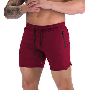 Shorts décontractés gris pour hommes en tricot uni avec cordon de serrage, poches zippées, respirants, taille mi-haute - Product Image 6