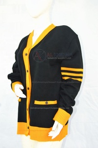 Black Yellow Gold Solid Autumn School Cardigan <b>Sweater</b> Unisex V Neck Button Front Computer Knitted Acrylic Wool Uniform Knitwear - Product Image 2