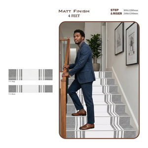 Luxury 1200x300mm Porcelain <b>Step</b> Riser Tiles Firebrick Matte Finish Anti-Slip Stair Treads for Hall From Indian Manufacturer - Product Image 1
