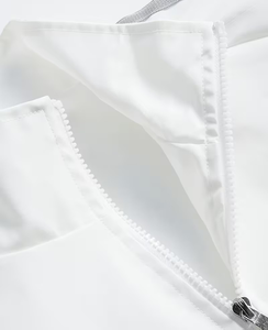 Men's <b>Square</b> Collar Color Blocking Zipper Jacket Casual Style <b>White</b> Green Navy - Product Image 3