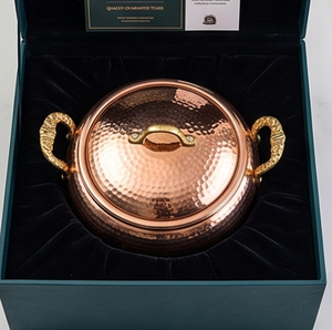 ACME METAL INDIA Round Hammered <b>Copper</b> Casserole With Lid Traditional Design Durable For Gas And Induction Use - Product Image 5